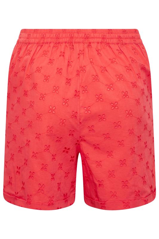 LIMITED COLLECTION Plus Size Coral Orange Broderie Anglaise Shorts | Yours Clothing 8