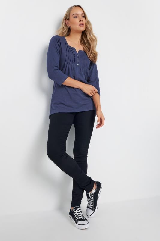 Tall Women's LTS MADE FOR GOOD Blue Henley Top | Long Tall Sally 2