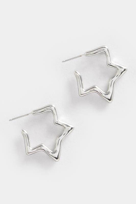 Silver Tone Star Hoop Earrings | Yours Clothing 2
