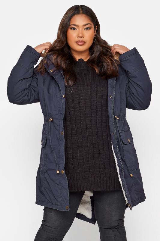 Navy Faux Fur Lined Hooded Parka 1