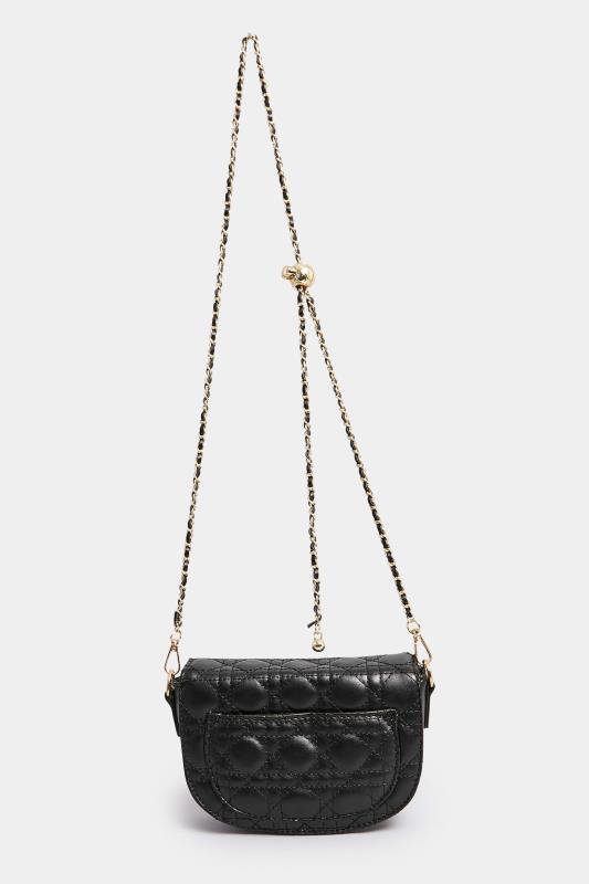Black Quilted Chain Shoulder Bag | Yours Clothing 4
