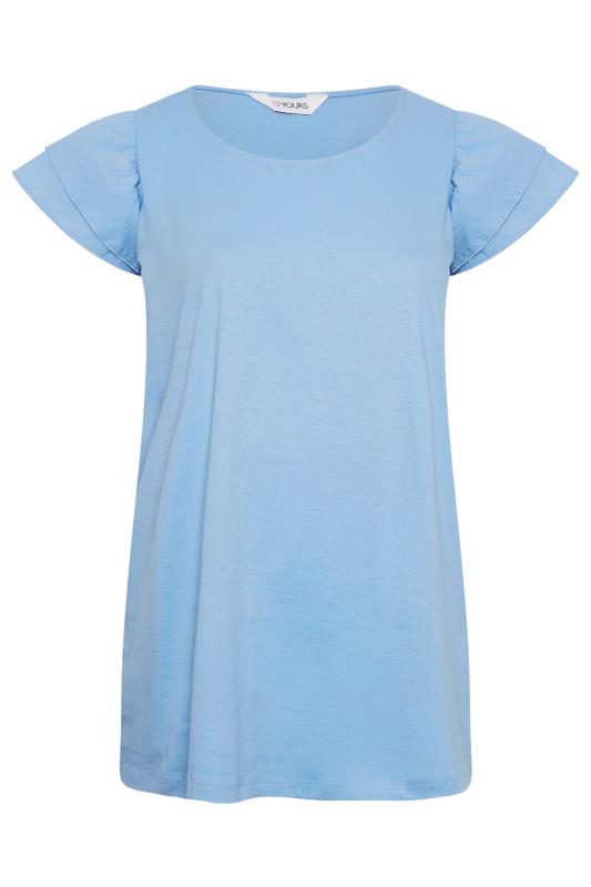 YOURS Curve Plus Size 2 PACK Blue Frill Sleeve T-Shirts | Yours Clothing  9