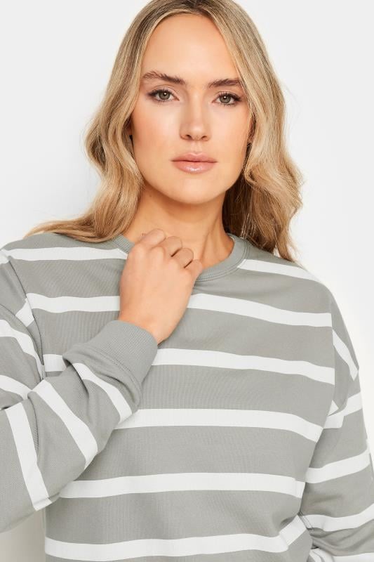 LTS Tall Grey Crew Neck Stripe Sweatshirt | Long Tall Sally 4