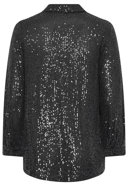 YOURS LONDON Plus Size Black Sequin Embellished Shirt | Yours Clothing 7