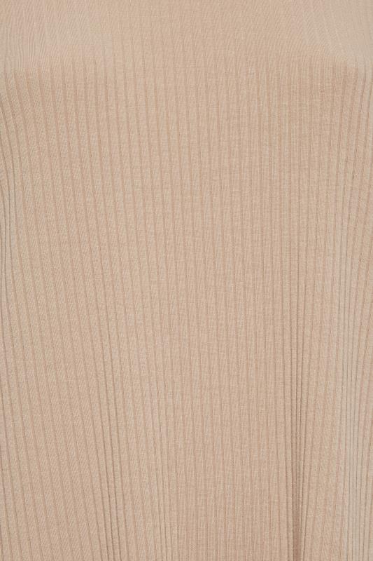 YOURS Plus Size Beige Brown Ribbed Turtle Neck Top | Yours Clothing 5