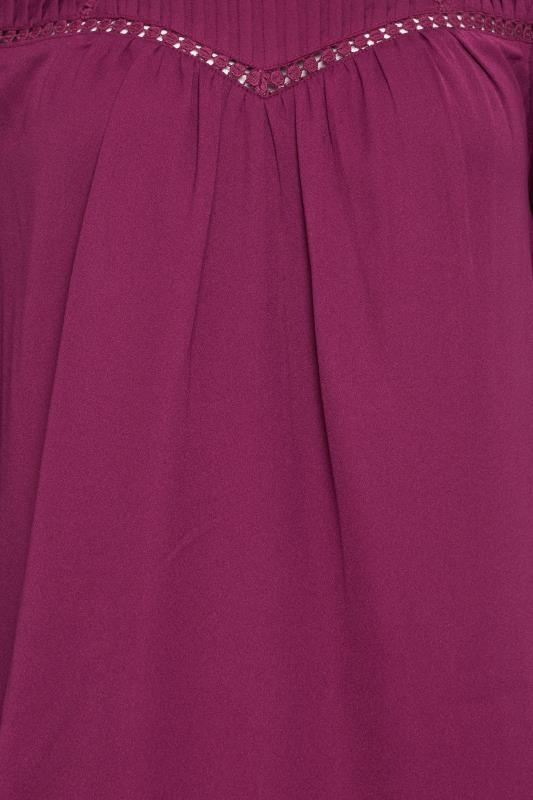 LTS Tall Berry Red Lace Detail Blouse | Long Tall Sally  5