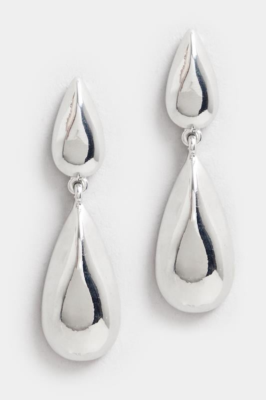 Silver Double Teardrop Earrings | Yours Clothing 2