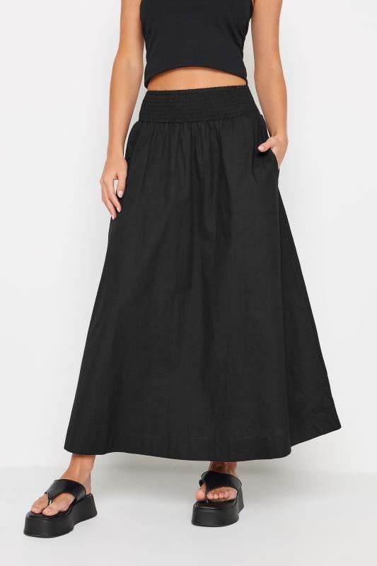 PixieGirl Petite Women's Black Poplin Cotton Maxi Skirt | PixieGirl 1