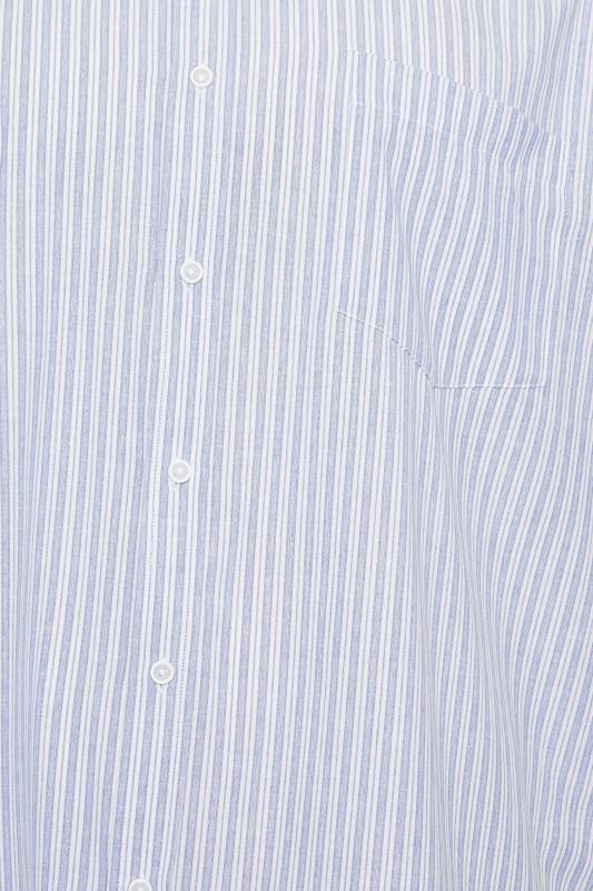 KAM Big & Tall Blue Stripe Grandad Collar Shirt | BadRhino 4