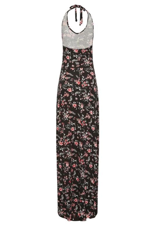 LTS Tall Women's Black Floral Halter Neck Side Split Maxi Dress | Long Tall Sally 7