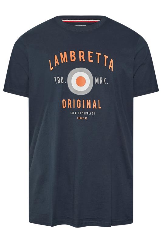 LAMBRETTA Big & Tall Navy Blue Logo Print T-Shirt 3
