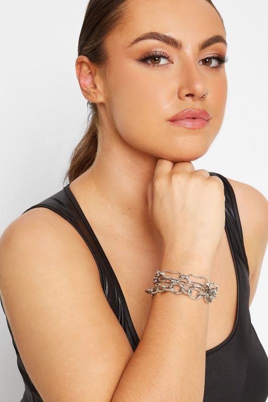  Grande Taille 3 PACK Silver Assorted Chain Bracelets