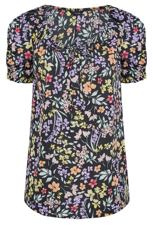 Plus Size Black Floral Print Gypsy Top | Yours Clothing  6