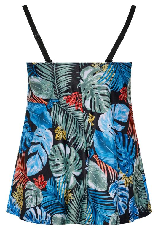 Plus Size Black Tropical Print A-Line Tankini | Yours Clothing 7