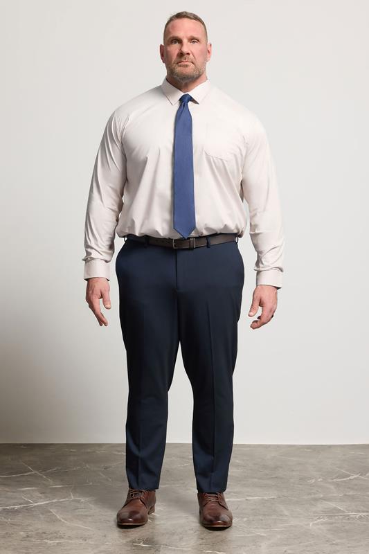 D555 Big & Tall Pink Long Sleeve Non Iron Stretch Shirt | BadRhino 1