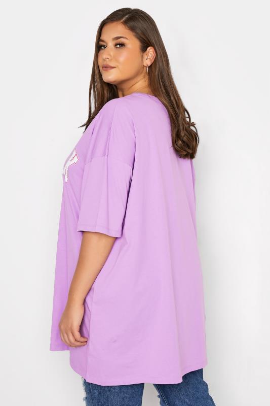 Curve Purple 'New York' Slogan Oversized T-Shirt 3