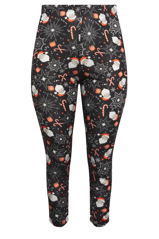 YOURS Plus Size Black Christmas Print Leggings | Yours Clothing 4