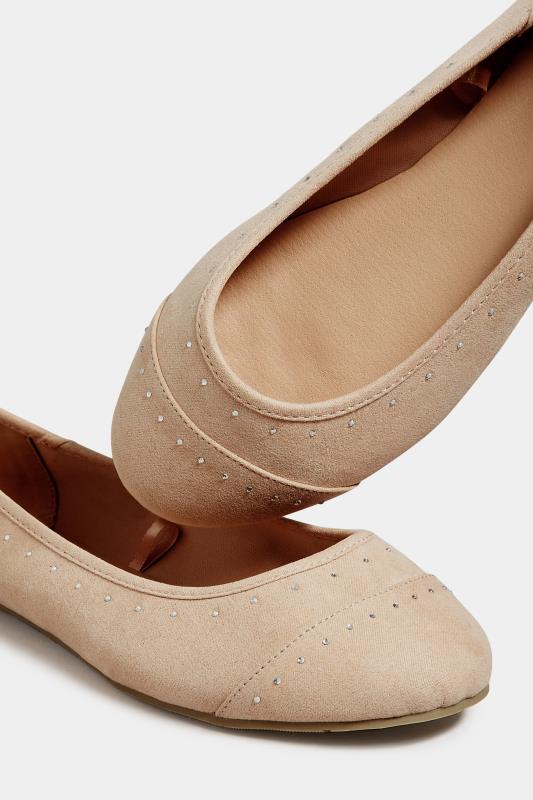 Nude Diamante Ballet Shoes In Wide E Fit & Extra Wide EEE Fit | Yours Clothing 4