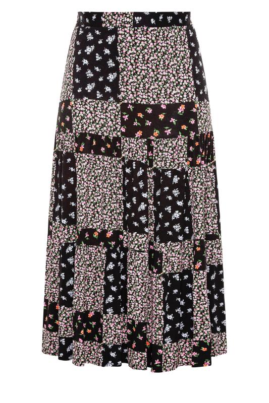 YOURS LONDON Black Patchwork Tiered Maxi Skirt | Yours Clothing 4