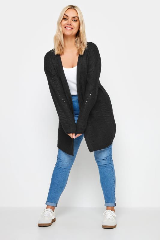 YOURS Plus Size Black Essential Knitted Cardigan | Yours Clothing  2
