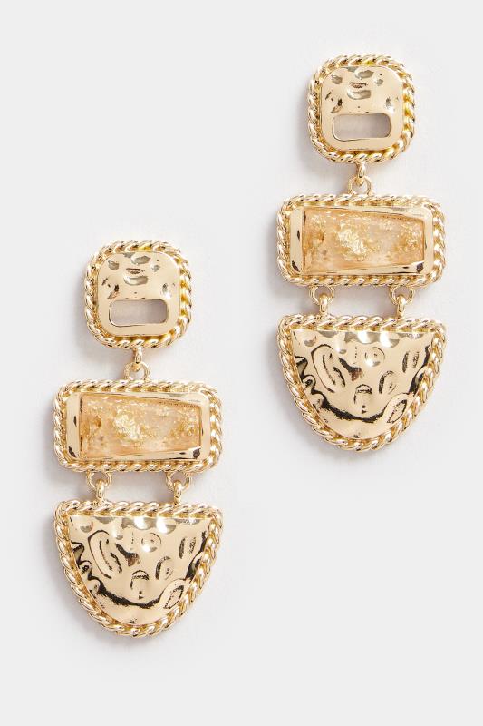 Gold Tone Textured Statement Earrings 2