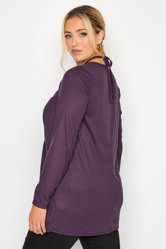 LIMITED COLLECTION Plus Size Purple Cut Out Tie Detail Top | Yours Clothing 3