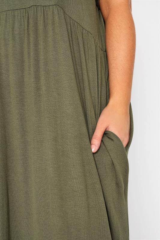 LIMITED COLLECTION Curve Khaki Green Throw On Maxi Dress_RD.jpg
