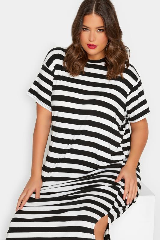 LIMITED COLLECTION Plus Size Black Stripe Throw On Maxi Dress | Yours Clothing 4
