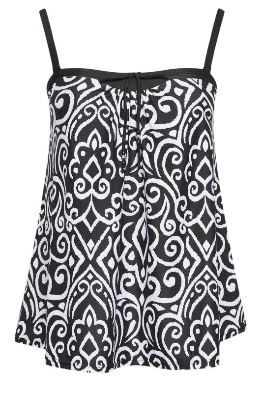 YOURS Plus Size Black Abstract Print A-Line Tankini Top | Yours Clothing 8
