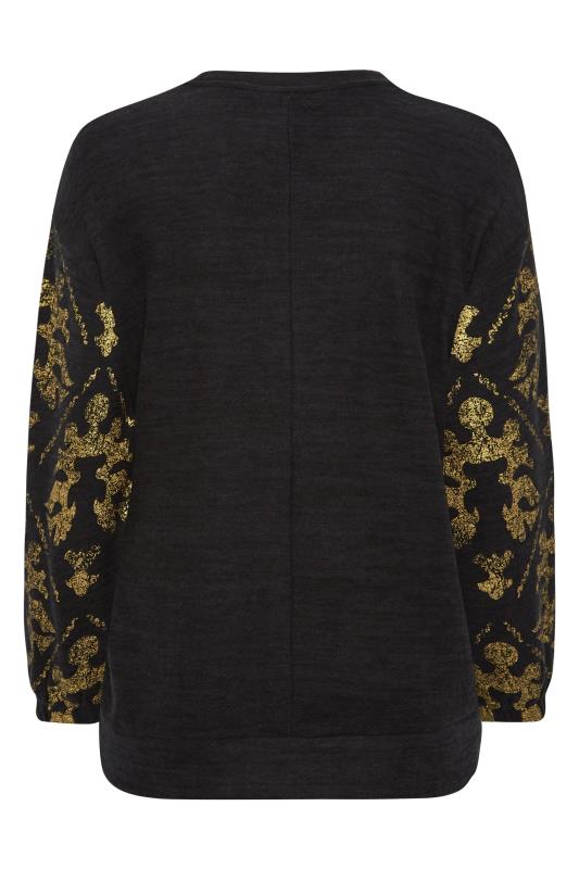 YOURS LUXURY Plus Size Curve Black & Gold Filigree Print Soft Touch Jumper | Yours Clothing 8