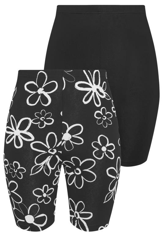 YOURS Plus Size 2 PACK Black Floral Print Cycling Shorts | Yours Clothing 7