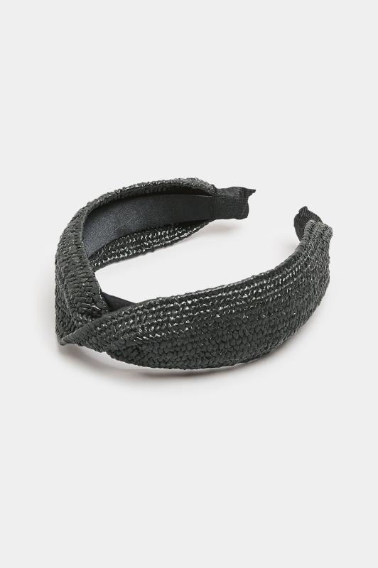 Black Twist Straw Headband | Yours Clothing  4