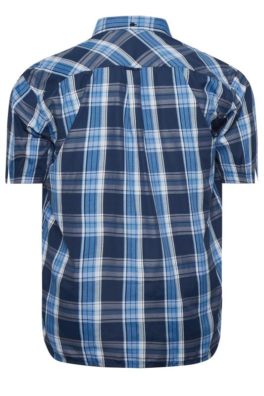 ESPIONAGE Big & Tall Navy Blue Short Sleeve Check Shirt | BadRhino 4