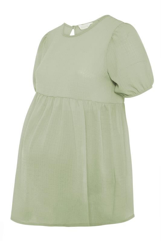BUMP IT UP MATERNITY Curve Sage Green Textured Puff Sleeve Smock Top 6