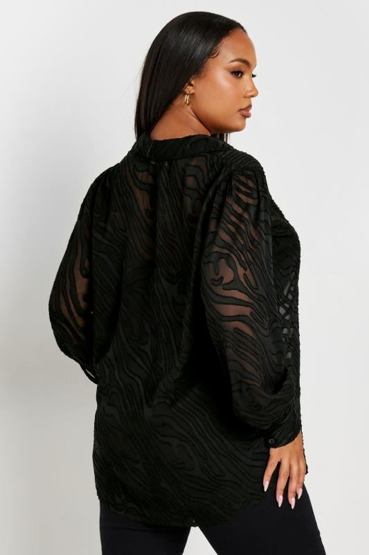 YOURS Plus Size Black Burnout Mesh Shirt | Yours Clothing 4