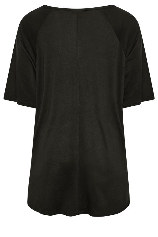 Plus Size Black Embroidered Tie Neck Top | Yours Clothing 7