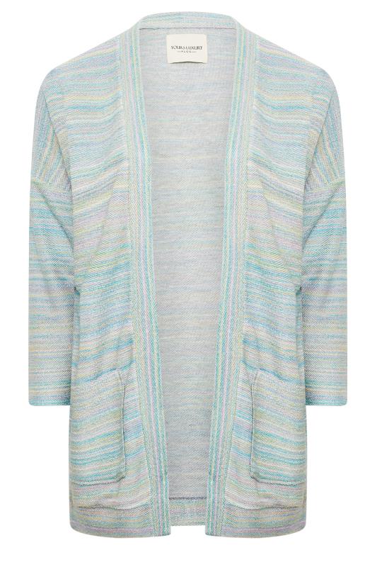 YOURS LUXURY Plus Size Pastel Blue Marl Soft Touch Cardigan | Yours Clothing 9