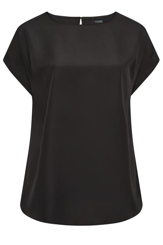 YOURS Plus Size Black Tab Short Sleeve Blouse | Yours Clothing 6