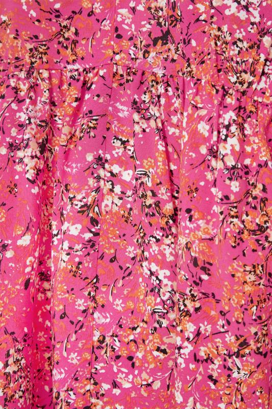 YOURS LONDON Pink Floral Print Dipped Hem Top_s.jpg