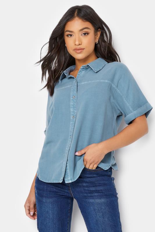 Petite Blue Short Sleeve Shirt | PixieGirl 1