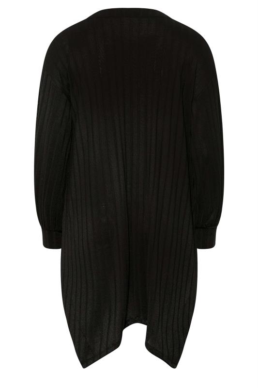Plus Size Black Ribbed Hanky Hem Cardigan | Yours Clothing 7
