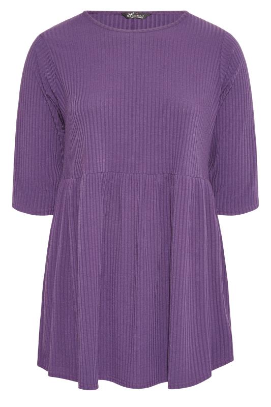 LIMITED COLLECTION Curve Purple Ribbed Smock Top 6