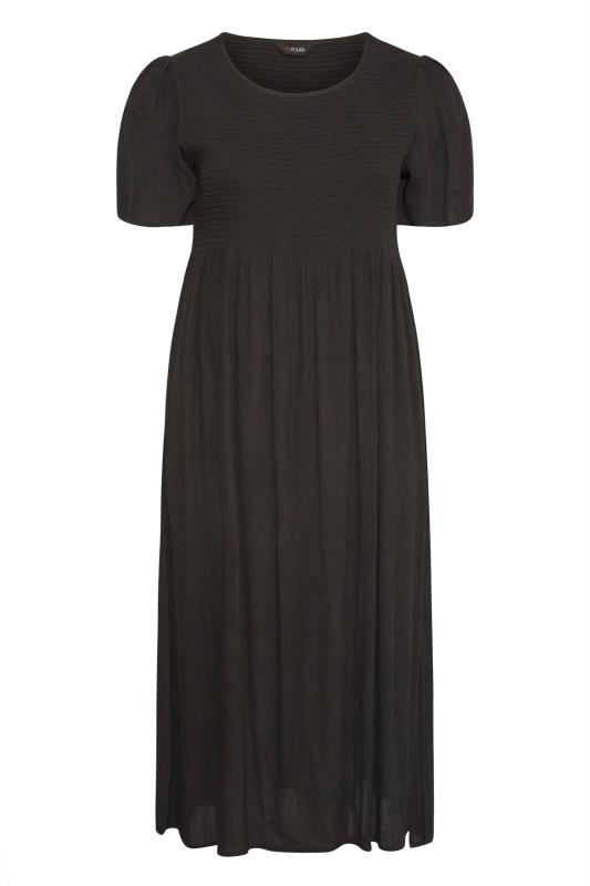 LIMITED COLLECTION Curve Black Shirred Midaxi Dress 6