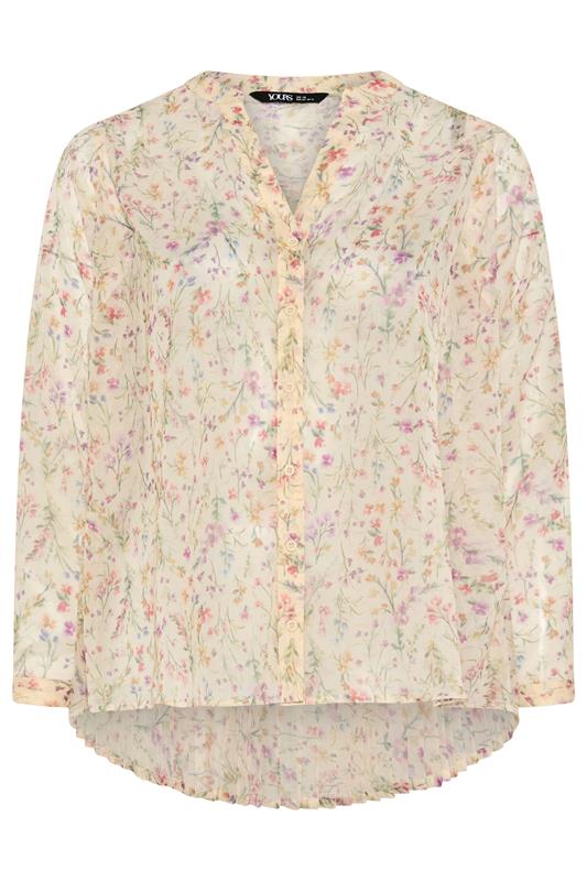 YOURS Plus Size Natural White Floral Shirt | Yours Clothing 6