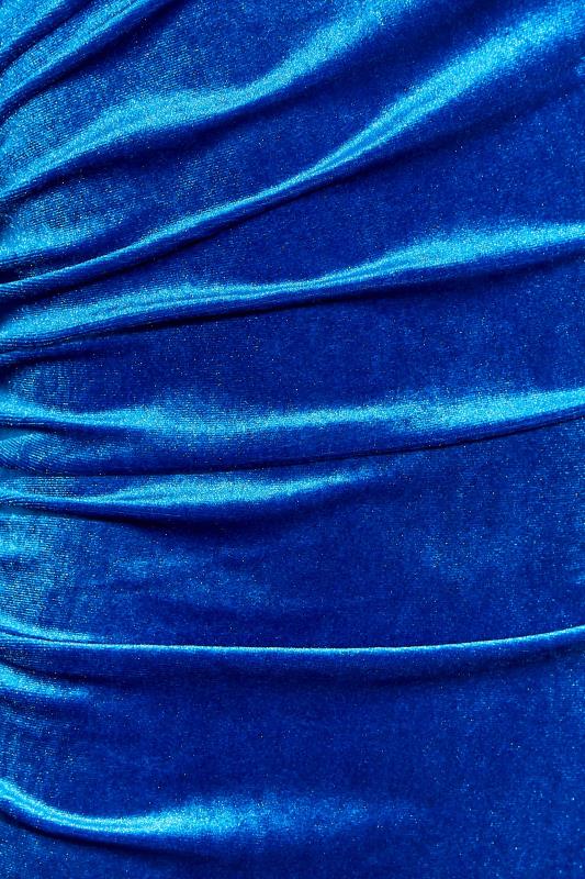 LTS Tall Cobalt Blue Ruched Velvet Midi Dress 5