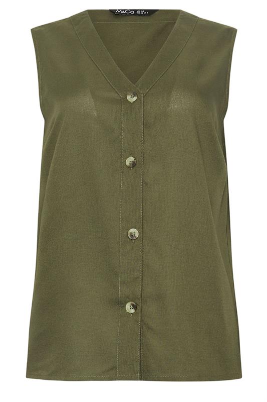 M&Co Khaki Green Sleeveless Button Through Top | M&Co 5