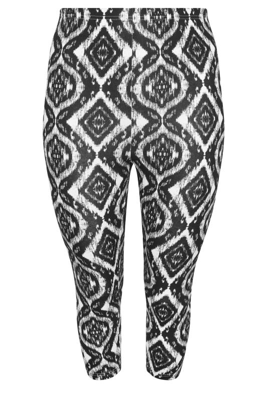 YOURS Plus Size 2 PACK Black Aztec Print Cropped Leggings | Yours Clothing 8