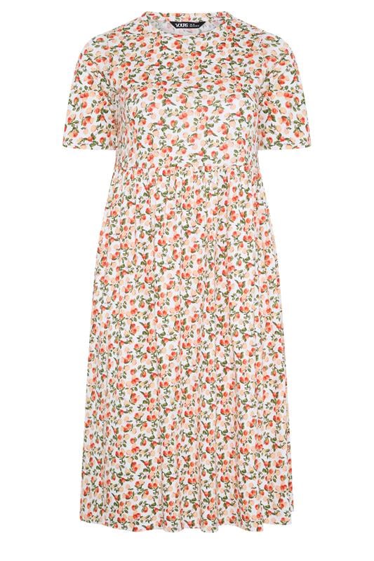 YOURS Plus Size White Orange Throw on Smock Dress | Yours Clothing 5