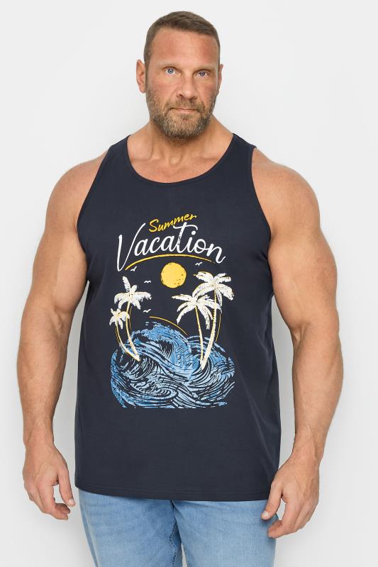  Grande Taille BadRhino Big & Tall Navy Blue 'Summer Vacation' Print Vest