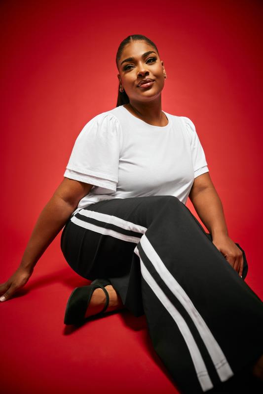 Side stripe pants plus size on sale